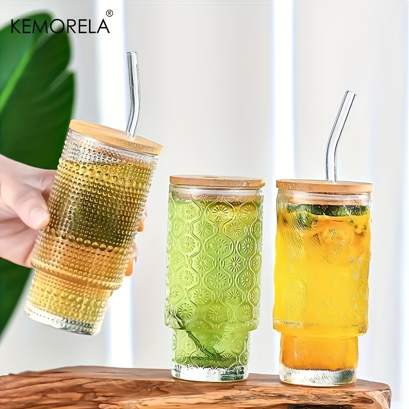 1pc, Embossed Glass Cup, Japanese Origami Style Glass Water Cup, Iced  Coffee Cups, Drinking Glasses For Juice, Milk, Tea, And More, Summer Winter  Drin