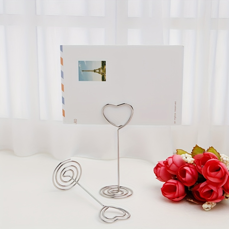 12Pcs Porta-Fotos Golden Heart Shape Em Forma De Coração Dourado De Mesa  Colocação De Clipes De Menu De Papel Para Casamentos