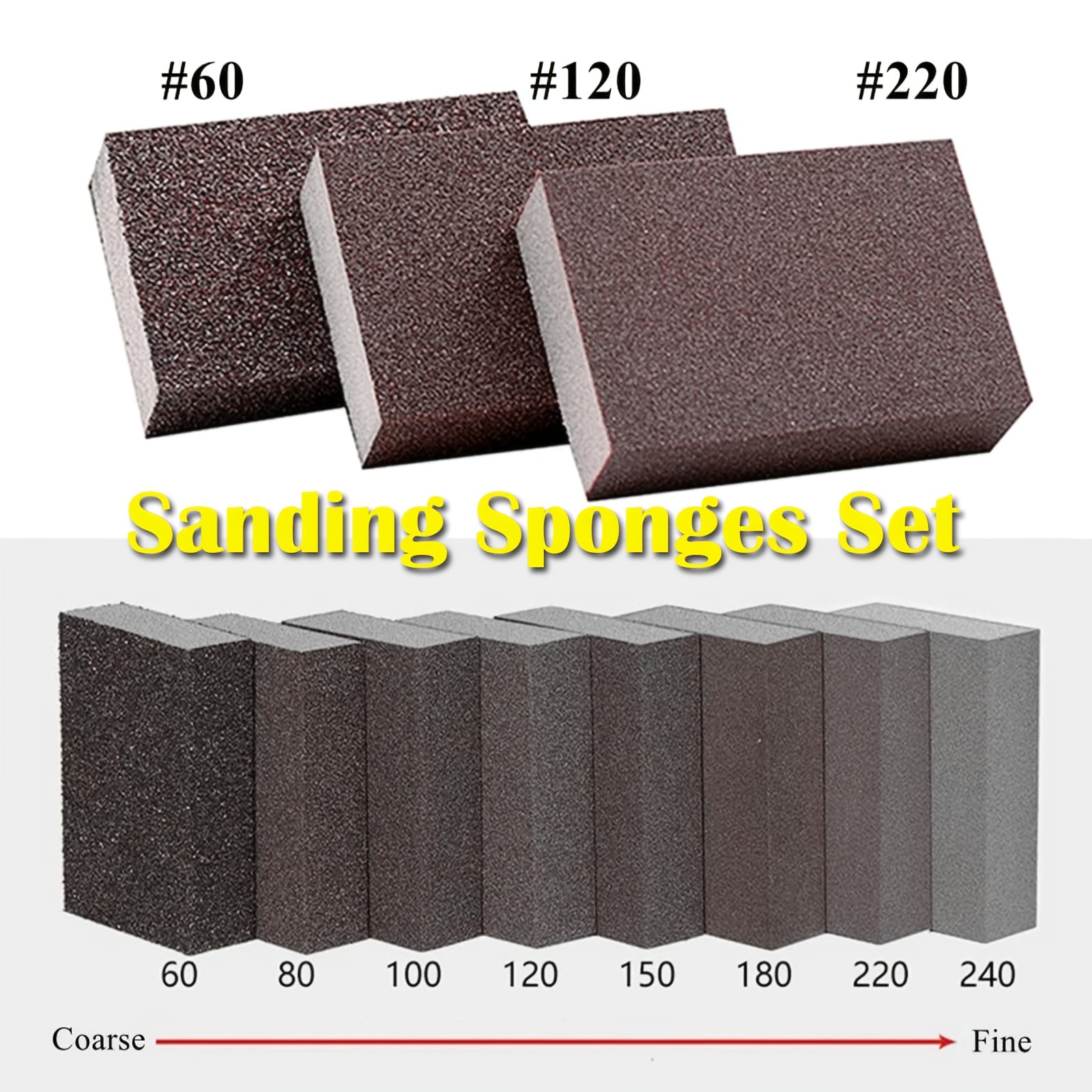 Angled Sanding Blocks 60/80/100/120/180 Grit coarse Sponge - Temu