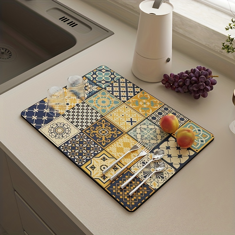1pc Dish Drying Pad Bathroom Kitchen Drain Mat Diatom Mud Faucet Absorbent Mat