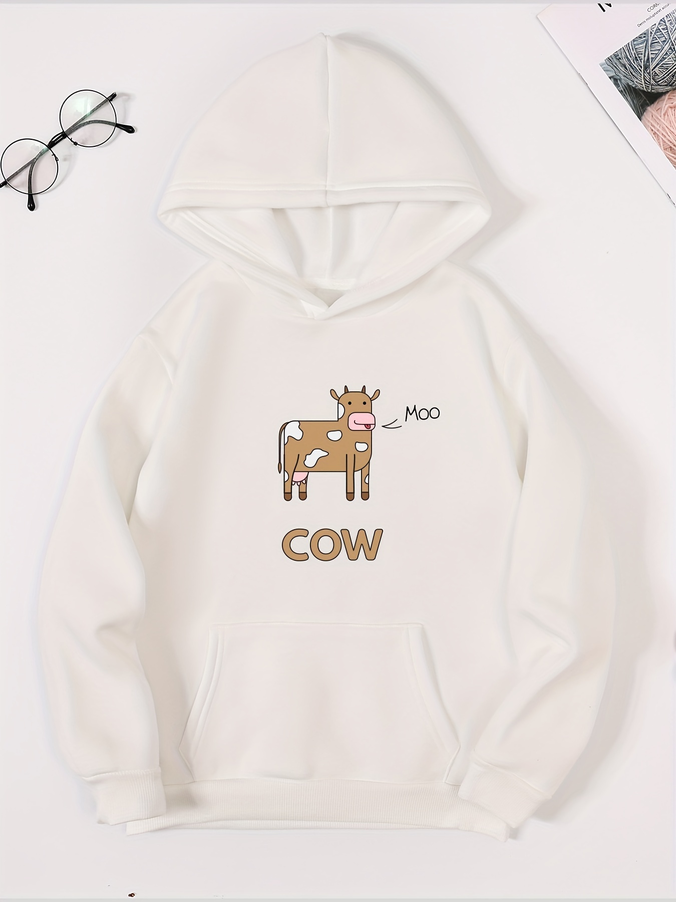 Moo Baby Cow Embroidered Crewneck Sweatshirt