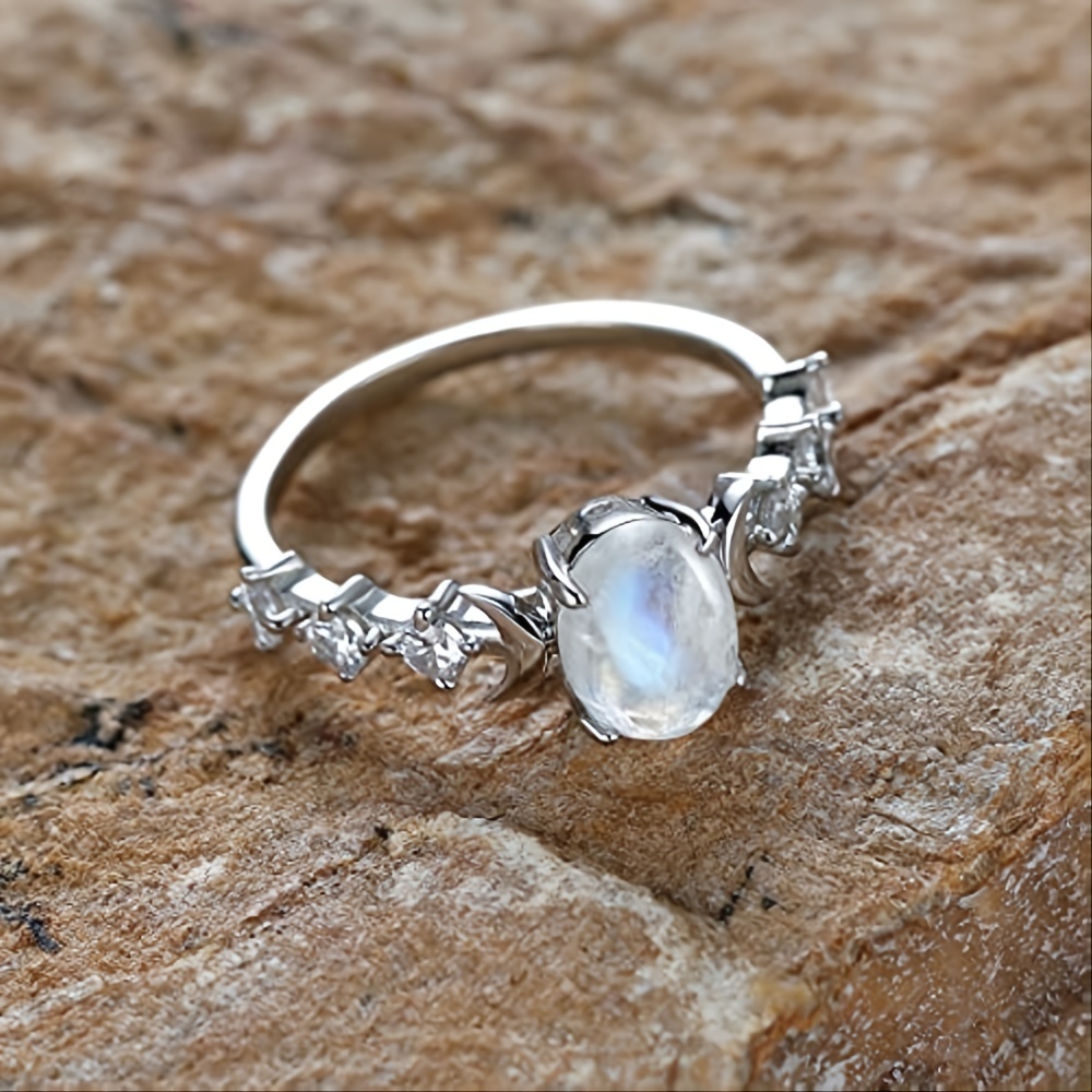 Moonstone Ring Sterling Silver Moon Phase Ring