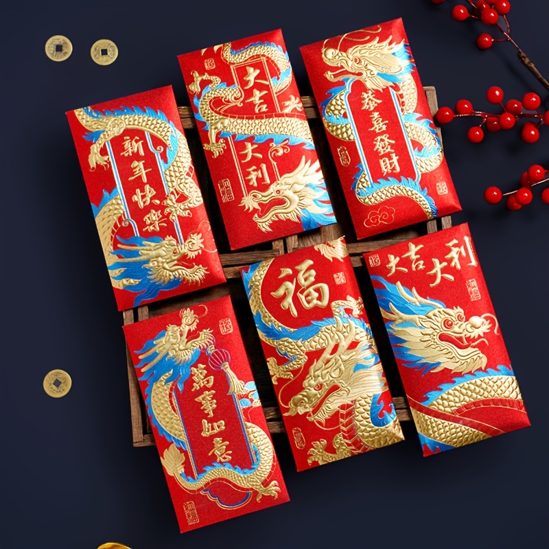 1 paquet/6 pièces enveloppe rouge chinoise décoration du - Temu France