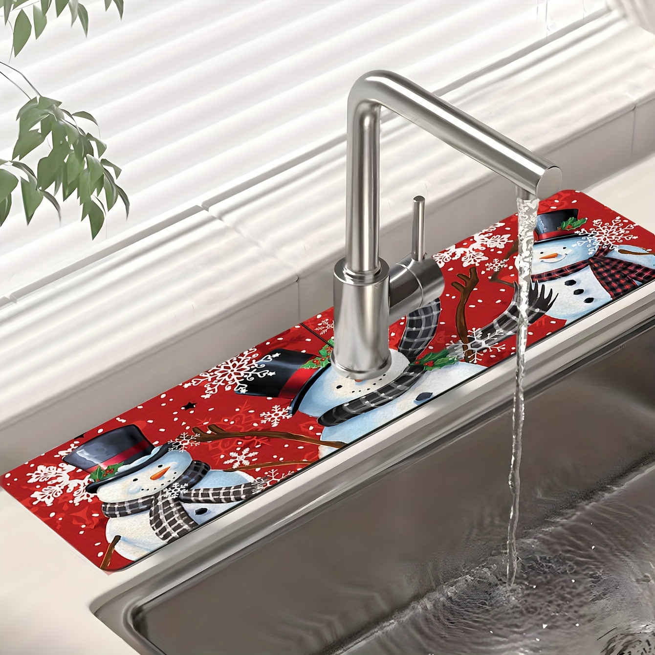 New Christmas Diatom Mud Faucet Absorbent Mat, Kitchen Countertop