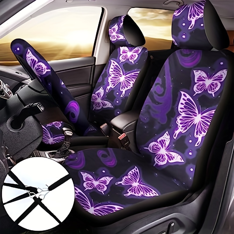 10pcs Car Seat Cover Butterfly Seat Cover With Steering Wheel Cover, Wrist  Strap, Car Coaster, Armrest Pad, Shoulder Pad, Key Chain (Classic)