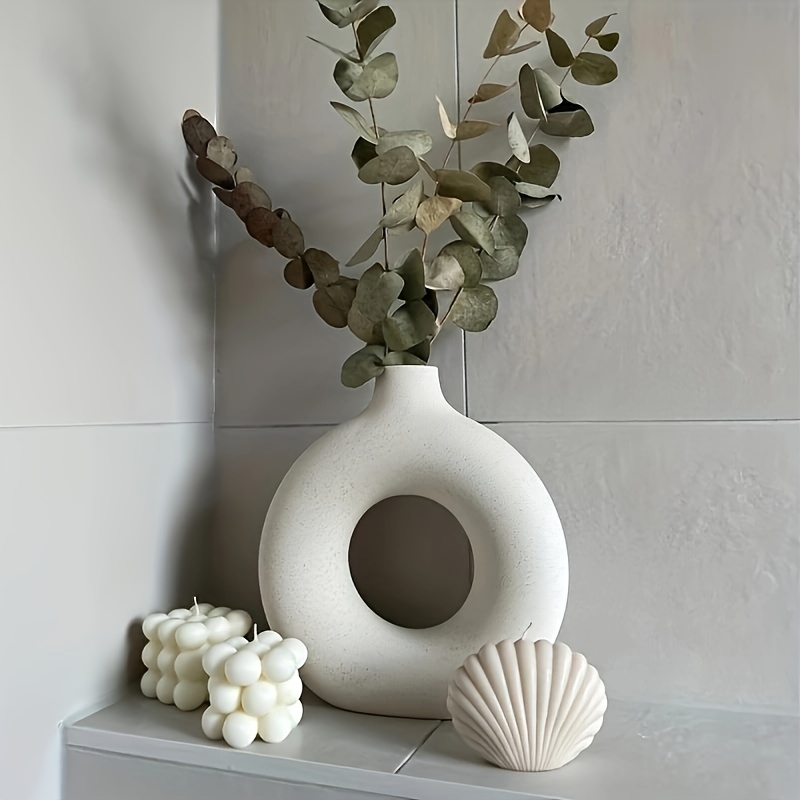 1pc Ceramic Vase Decoration, Minimalist Flower Arrangement Holder