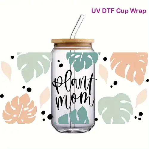 3d Uv Dtf Wrap Transfer Cup Mom Coffee Flower Print Sticker Glass Cup  Fashion Women Sticker Bottle Waterproof Custom Uv Crystal Sticker - Temu  Switzerland