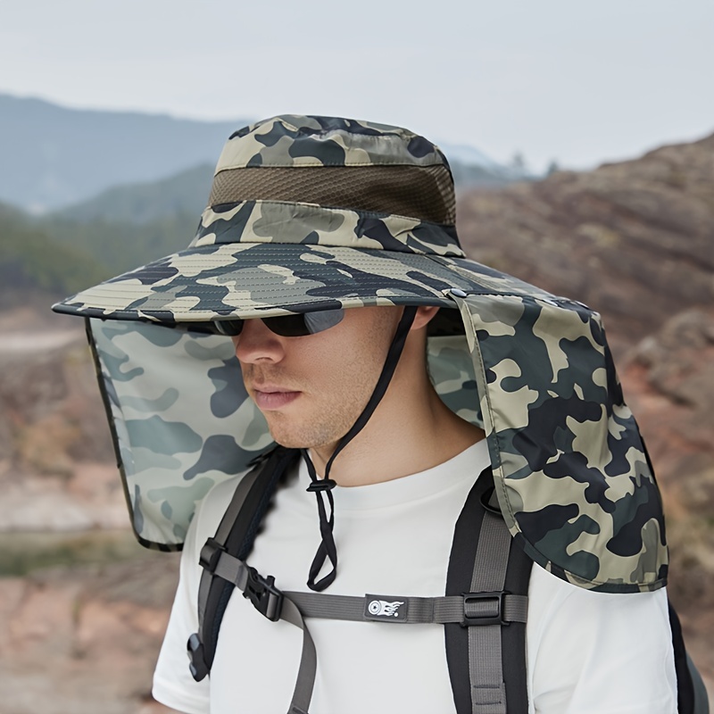 1 Set Camouflage Sunshade Fisherman Bucket Hat And Solid Color Mask For  Outdoor Mountaineering Fishing Camping, Don't Miss These Great Deals