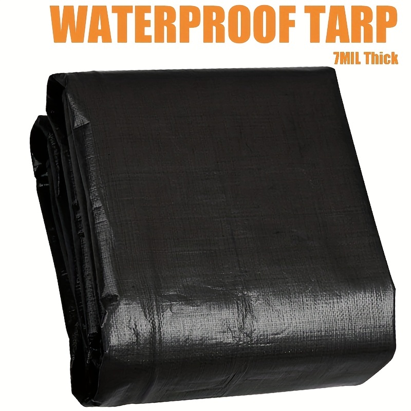 

1 Pack Heavy Duty Waterproof Tarps, Black Tarps Plastic Tarp Cover Poly Tarpaulin Outdoor Tarps Cover For Rain, Sun, Firewood, Roof, Pool, Boat, Car, 6x8ft/10x12ft