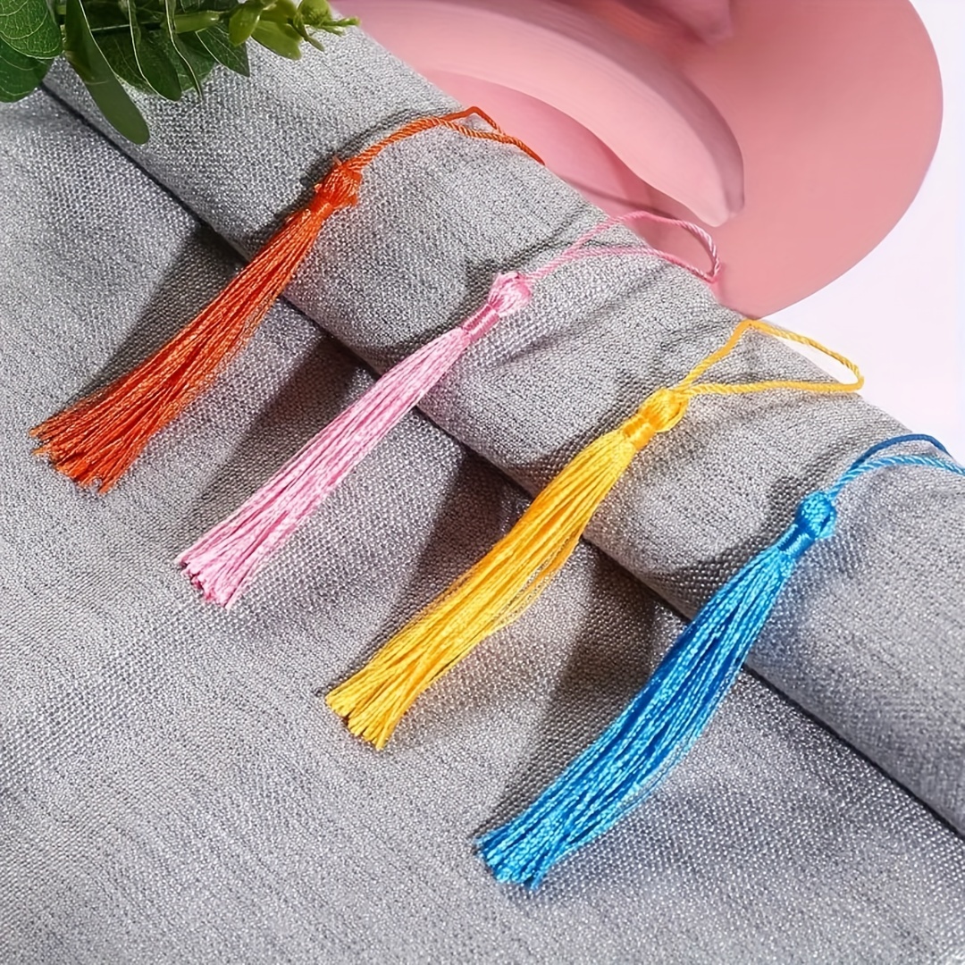 100Pcs 13cm Tassels Bookmark Tassels Silky Handmade Soft Craft Mini Tassels  with Loops for Bookmarks DIY