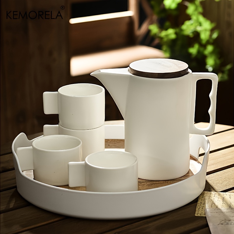 1set Set Bicchieri In Ceramica Vassoio Legno Tazza Caffè In - Temu Italy