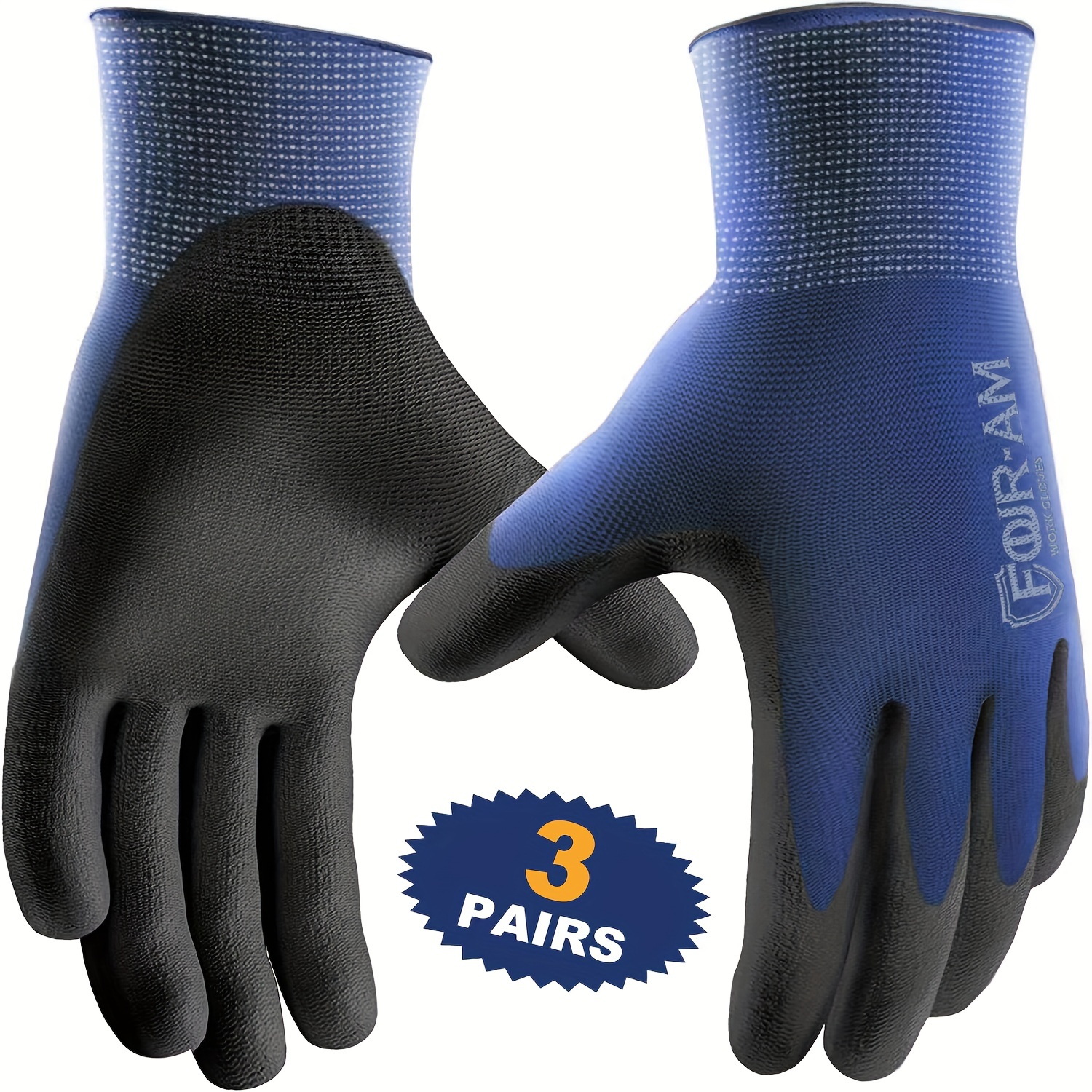 

1/ 3pairs Ultra-thin Pu Coated Work Gloves, Excellent Grip Gloves, Nylon Black Polyurethane Coated Safety Work Gloves, Knit Wrist Cuff, Ideal For Light Duty Work