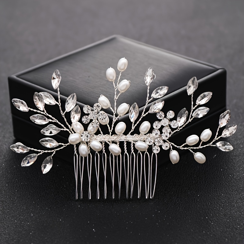 Crystal Flower Bridal Hair Comb with Silver Accents