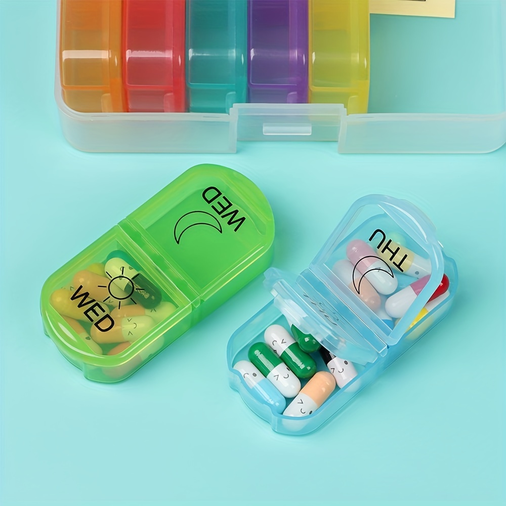 Portable Weekly 7-Day Pill Organizer, Travel Medicine Box for Pills/Vi –