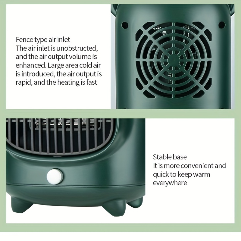 Radiateur électrique Portable en céramique,chauffage rapide rapide,en toute  sécurité,silencieux,petit ventilateur pour le bureau et la maison - Type  220V green