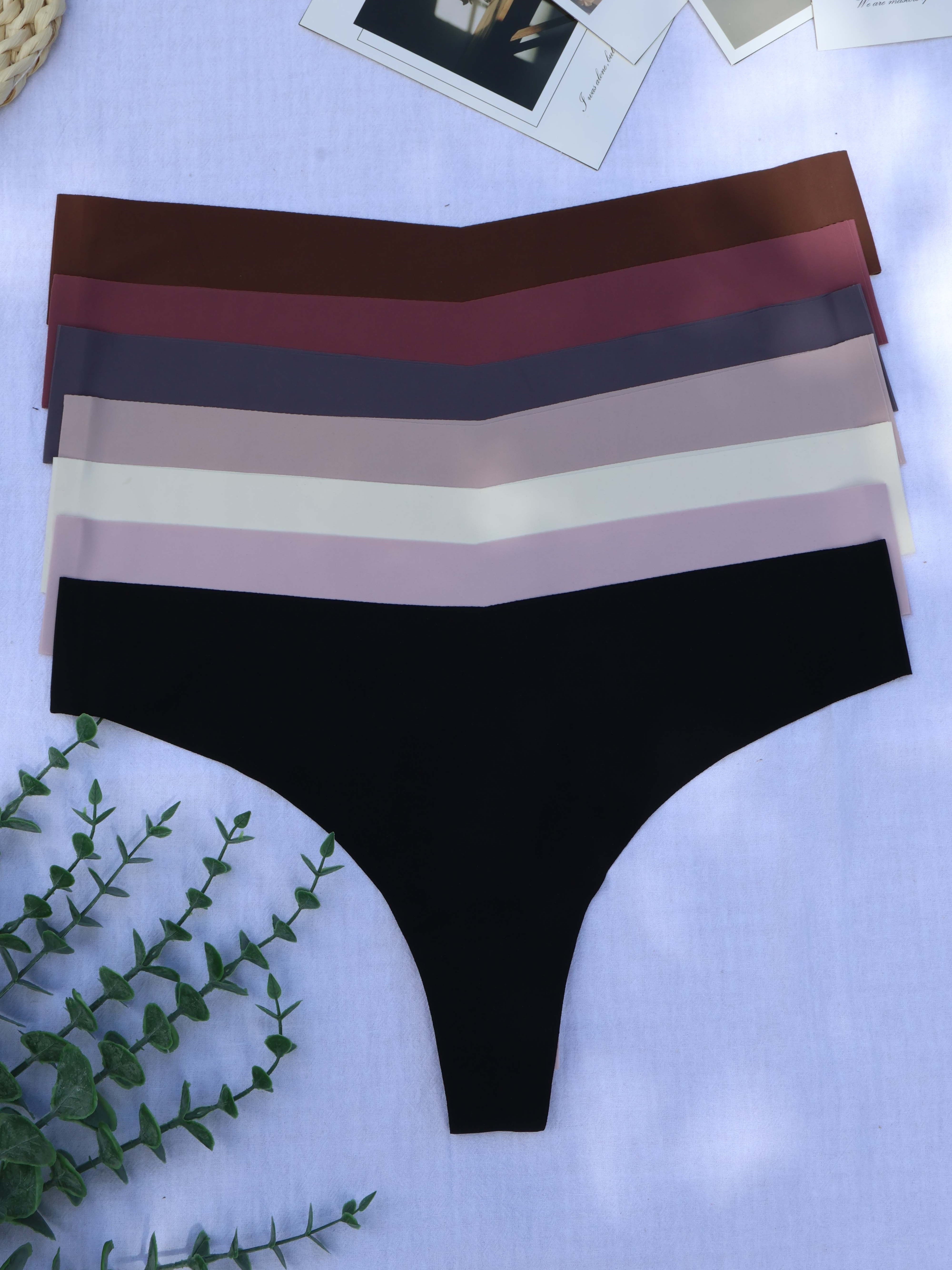 Women's Solid No-show Thong Panties - Temu