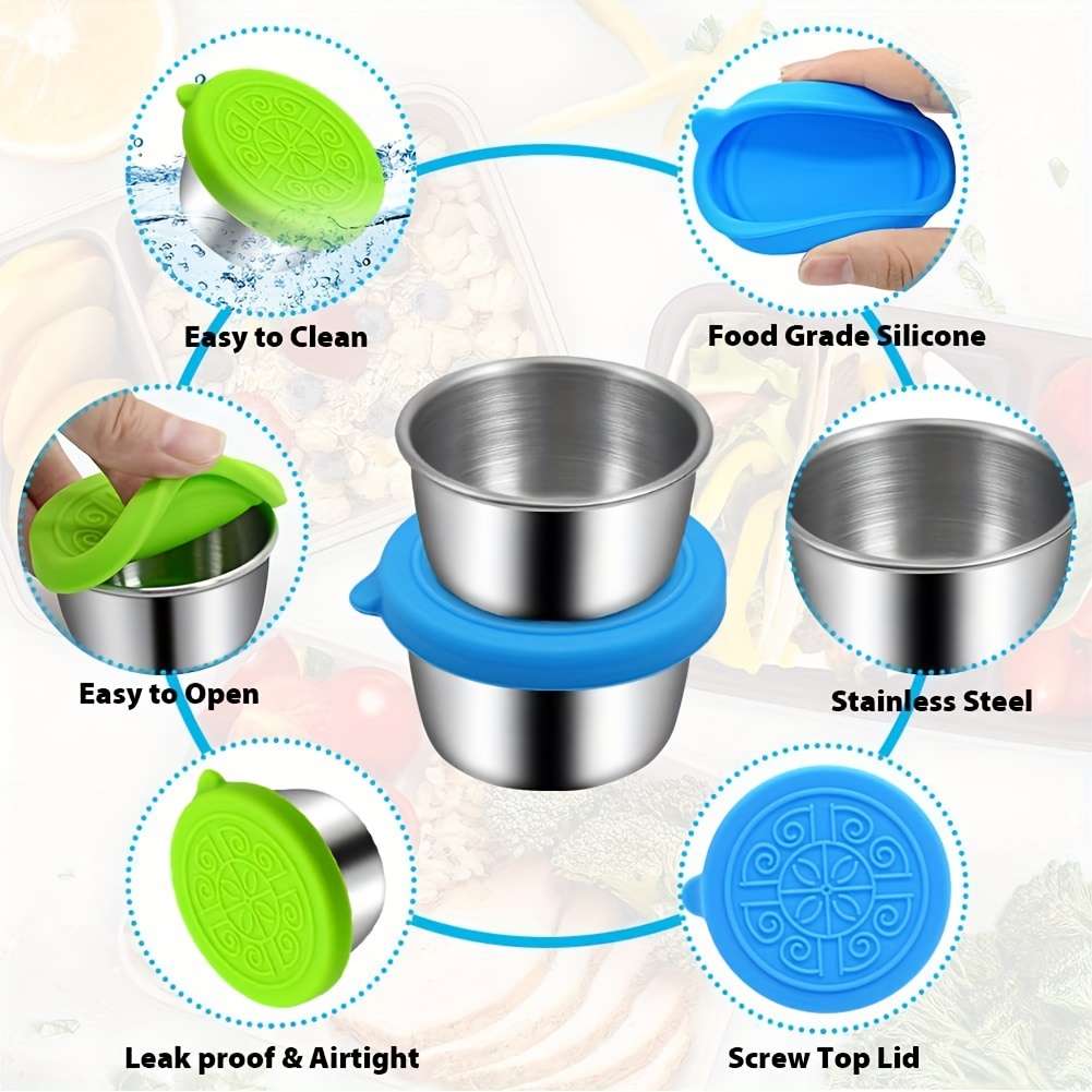 Salad Dressing Container To Go Reusable Stainless Steel Sauce Cups Small Condiment  Containers With Leakproof Silicone Lids For Lunch Bento Box Picnic Travel -  Temu