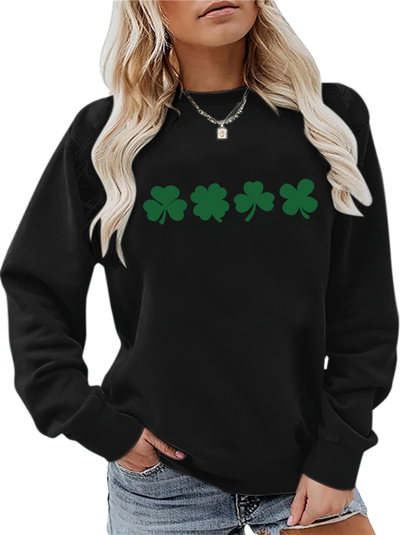 St. Patrick's Day Clover Print Skinny Leggings Casual - Temu