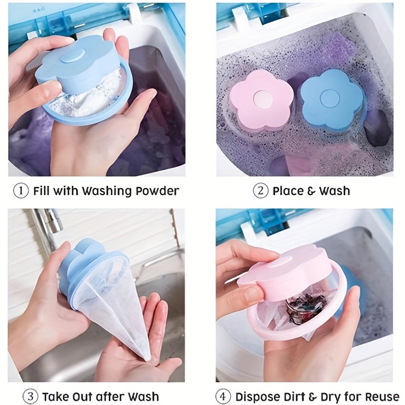 2PCS Reusable Washing Machine Floating Lint Mesh Bag Portable Washer Lint  Catcher Washer Hair Catcher Washing Machine Lint Trap for Household Tool