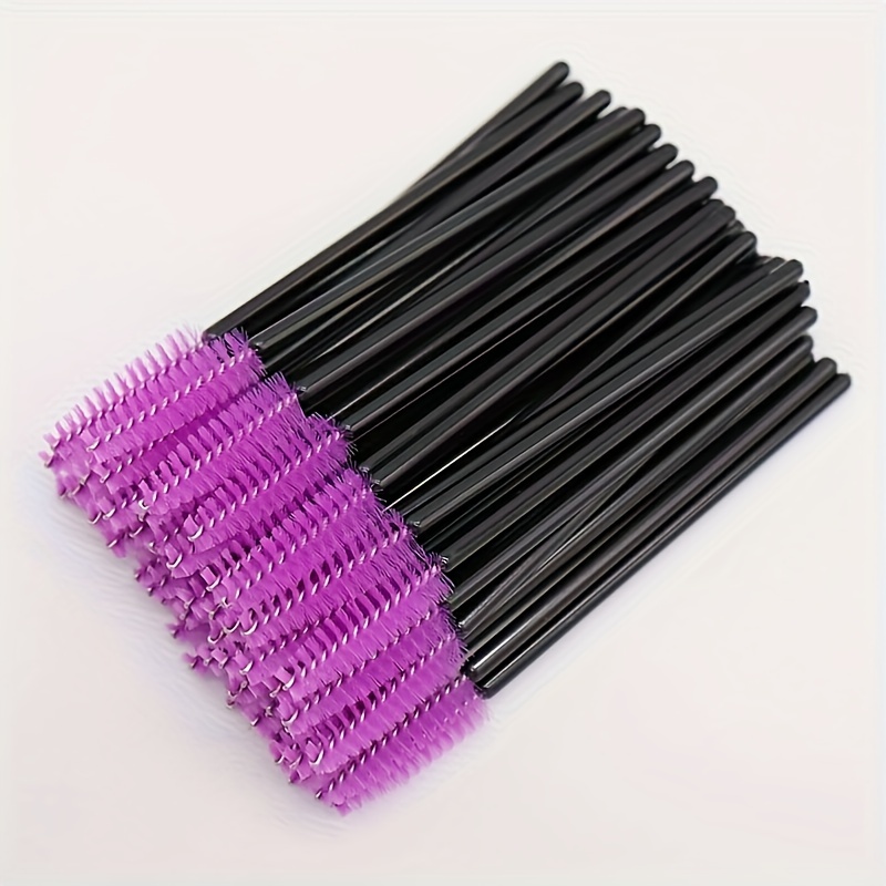 100 Pcs Eyelash Mascara Brushes for Eye Lashes Extension - Purple Deep Red