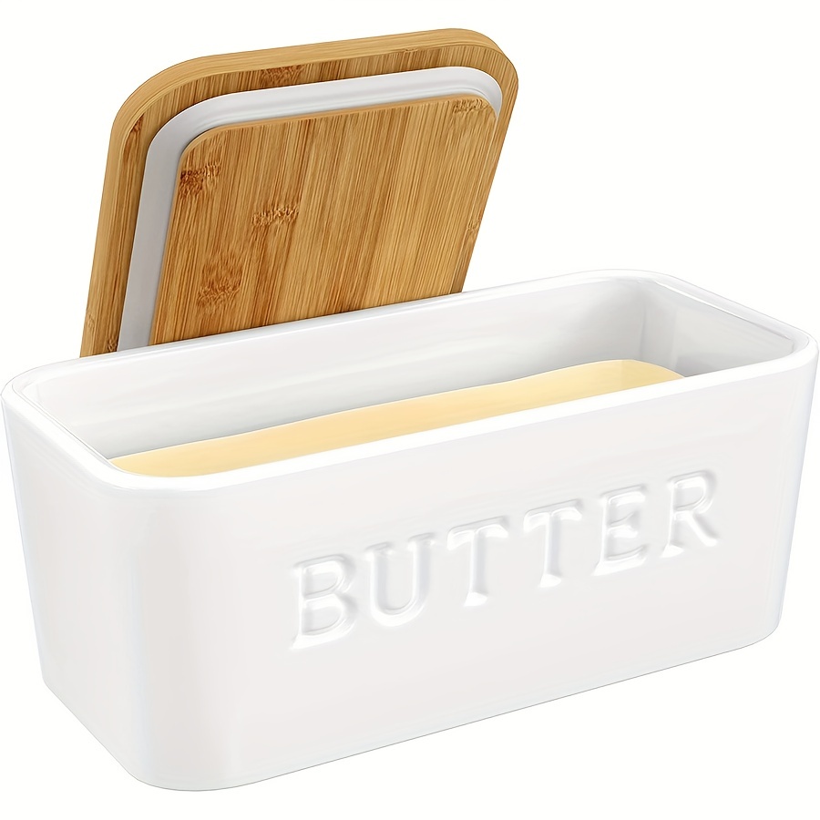 KITCHENDAO Airtight Butter Dish with Lid for Countertop and Fridge,Large Butter Keeper, Dishwasher Safe, Plastic Butter Holder Tray for 2 Sticks