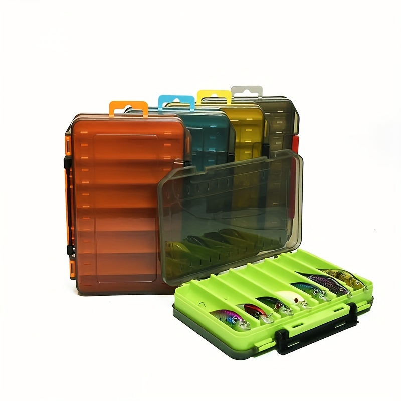 14 Slots Double Side Plastic Fishing Lures Hooks Spoons Tackle Box Storage  Case