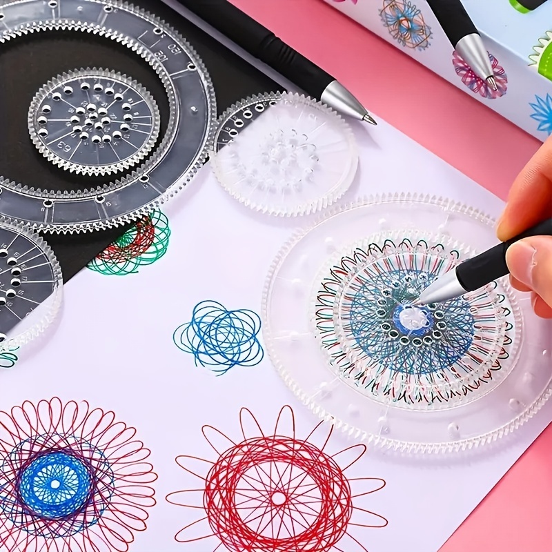 1Set Spirographs Drawing Toy Set Interlocking Gears Wheels Painting Drawing  Accessories Creative Educational Toys Kids Gifts