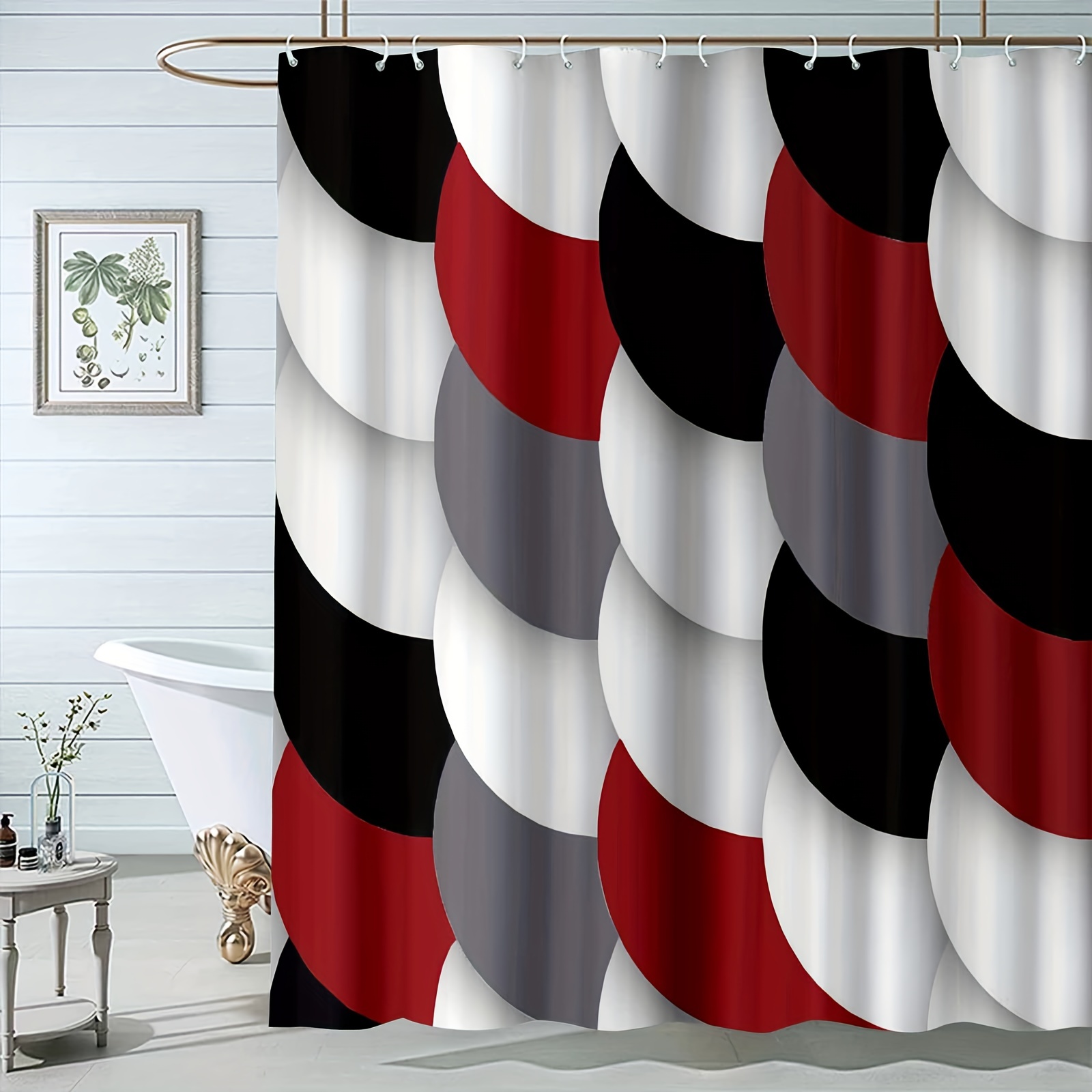Shower Curtain Scales Bath Curtain Abstract Black White - Temu