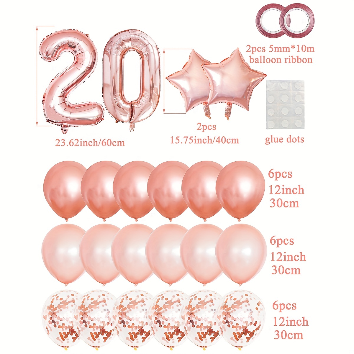 25pcs Ballons Mixtes Dorés Roses Décorations De Fête Du 20e - Temu