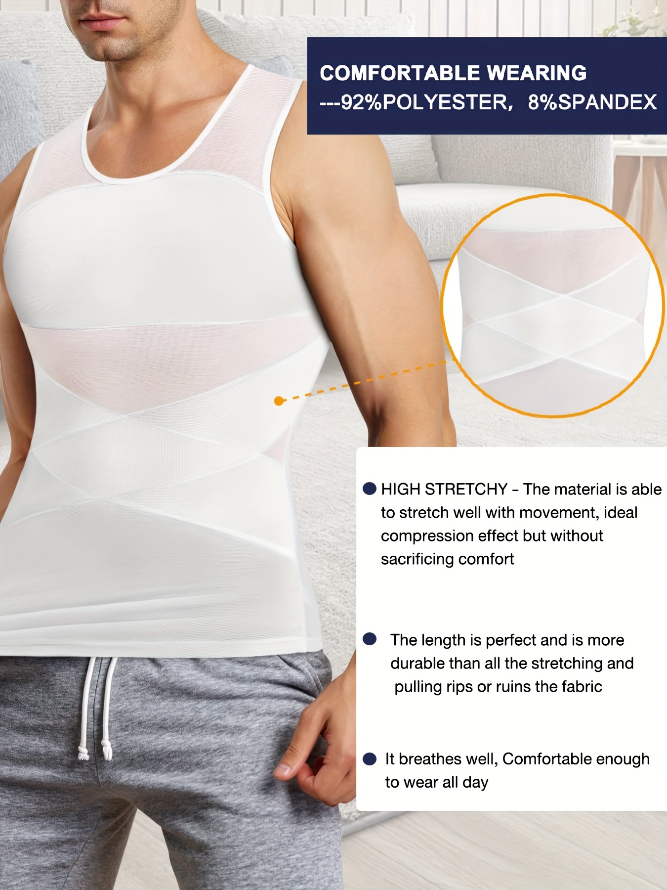 COMFREE Men's Compression Shirt Slimming Shapewear Body Shaper