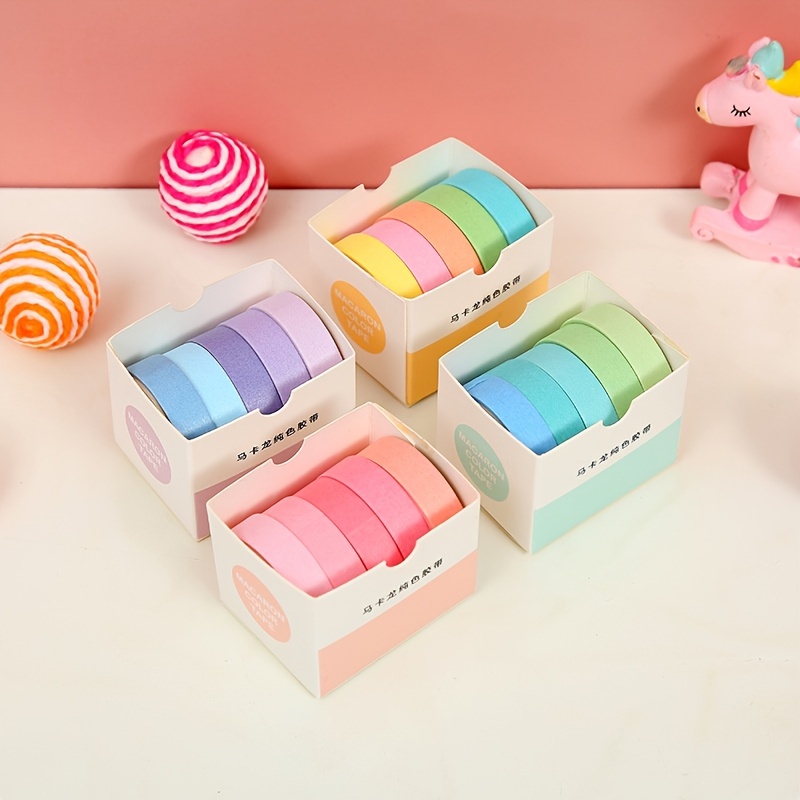 5 Rolls Washi Tape Set Colored Masking Tape For Journaling 10 Mm Wide Decorative Adhesive For DIY Crafts Gift Wrapping Scrapbooking Supplies Planners Party Decorations