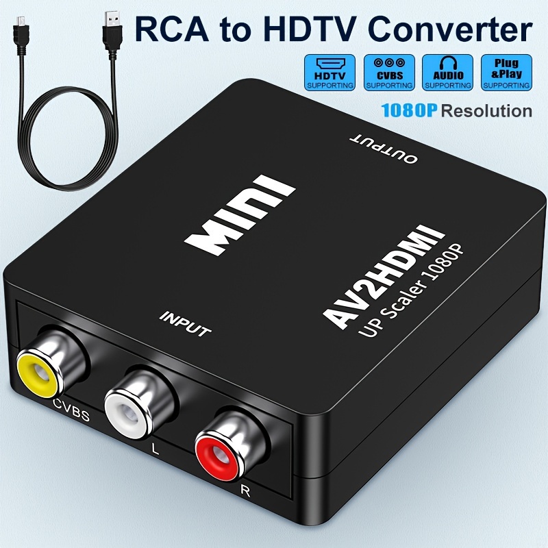 HDMI a AV Convertidor, 1080P Adaptador HDMI a RCA, HDMI a RCA Convertidor  Compuesto 3RCA CVBS Señal Audio y Vídeo Adaptador Soporte PAL/NTSC Full HD  para TV, Roku, Chromecast, PC, Xbox 