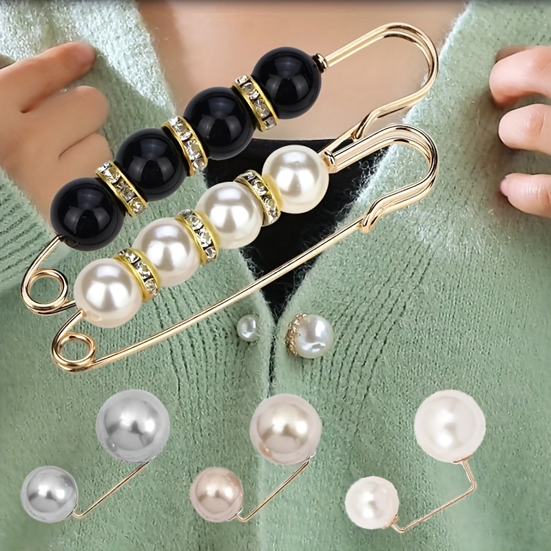 Pearl Brooches Set Waist Buckle Cardigan Jeans Button Brooch - Temu