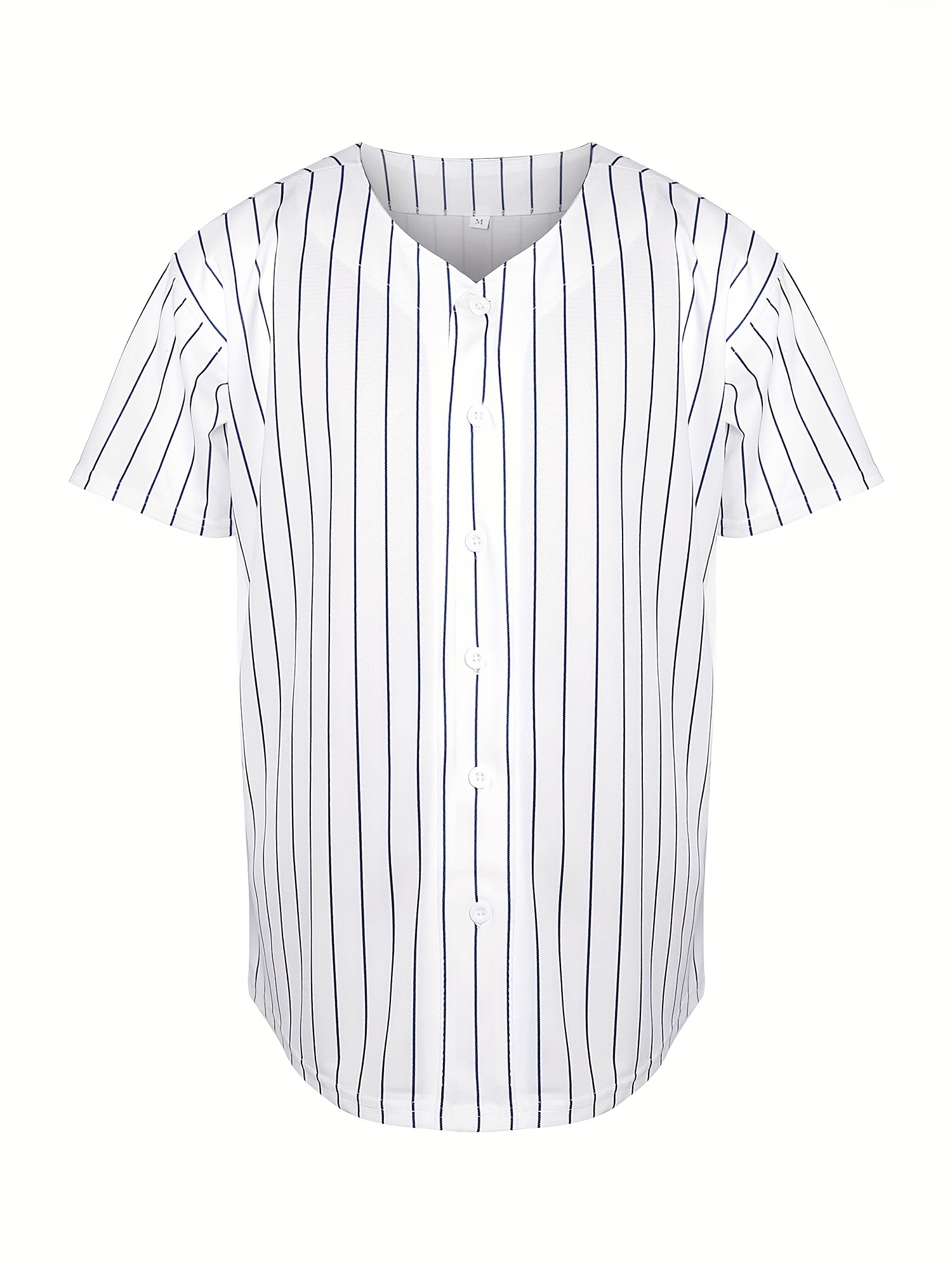 Men's Classic Design Striped Baseball Jersey, Slightly Stretch Button Up  Short Sleeve Baseball Shirt For Training Competition - Temu