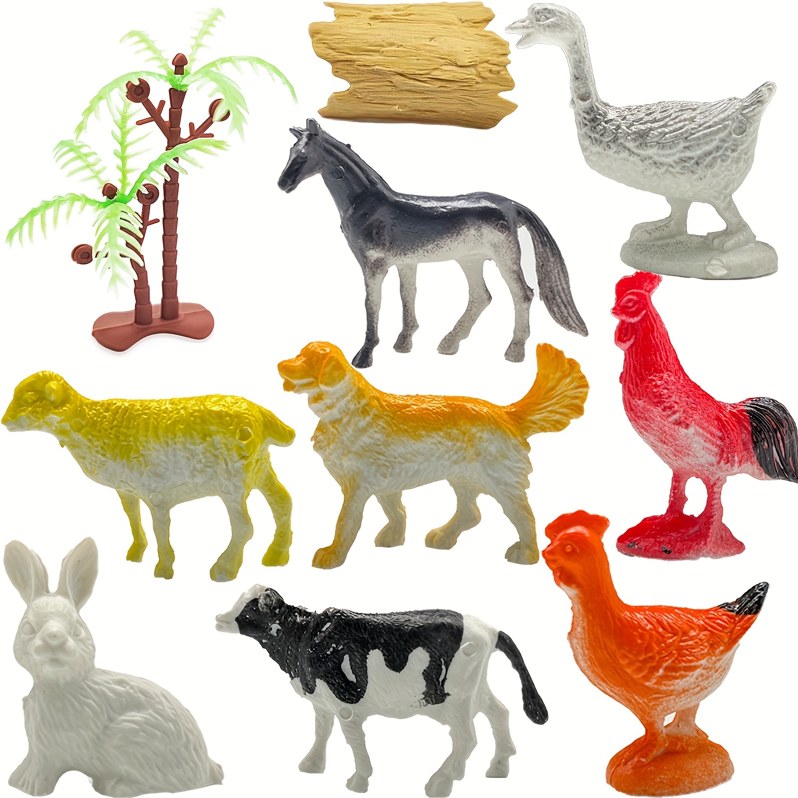  BOLZRA Figuras de animales de granja grandes, simulación  realista, figuras de granja de plástico gigante, juguetes de animales,  juego educativo de aprendizaje, recuerdos de fiesta, juguetes de baño,  adornos para cupcakes