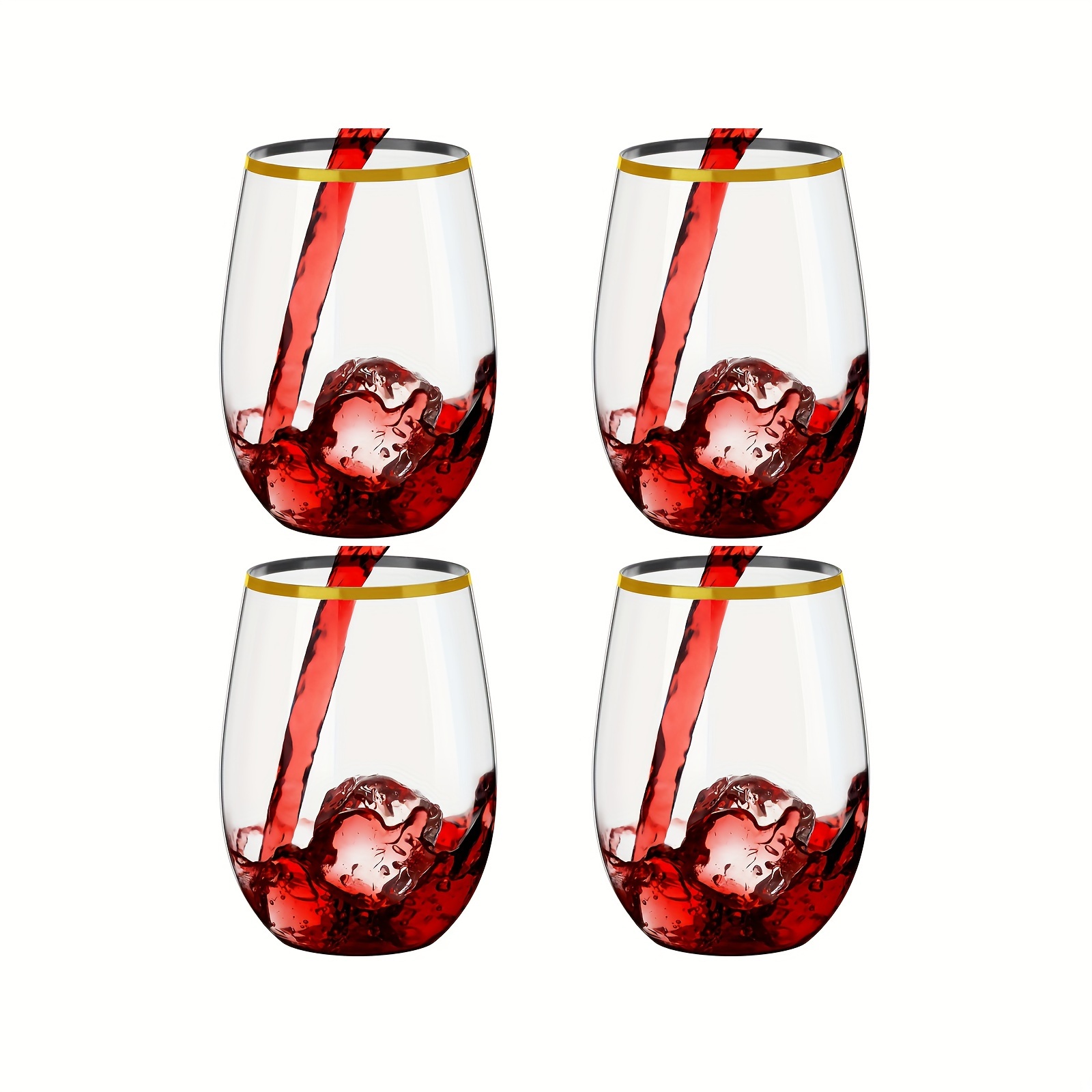 20 Pack Unbreakable Plastic Wine Glasses Stemless, 16 Oz Heavy