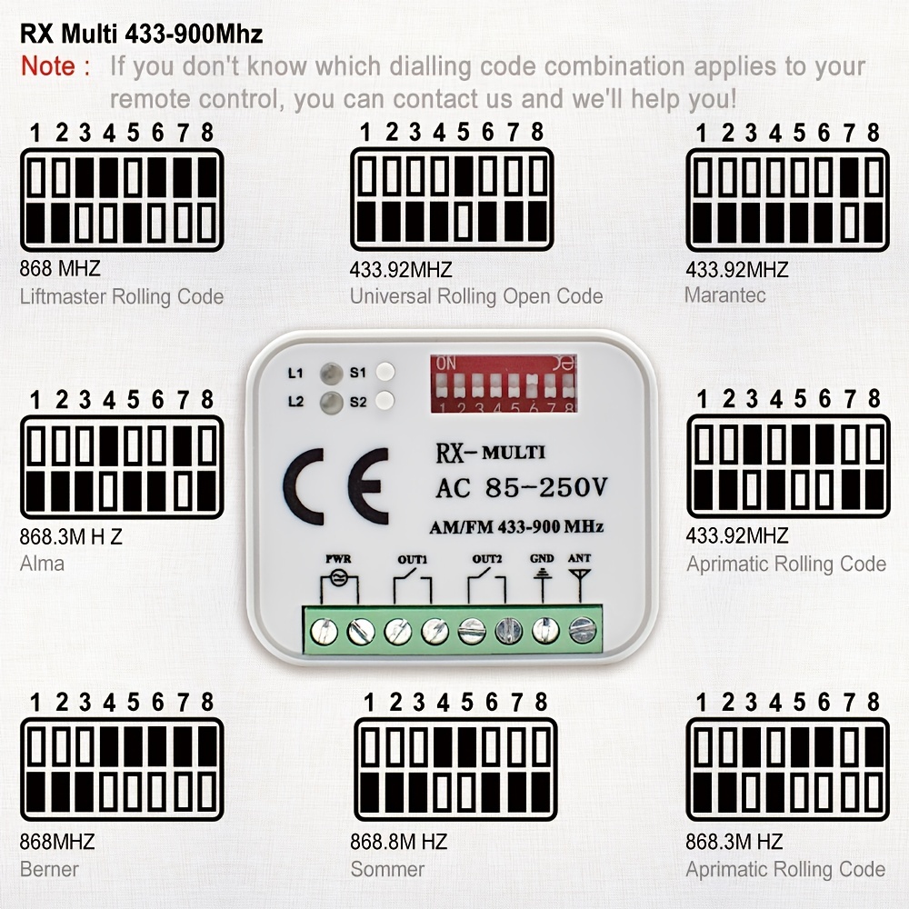 1pc Apriporta Garage 433.92mhz Rolling Code Cardin S449 Qz4 - Temu Italy