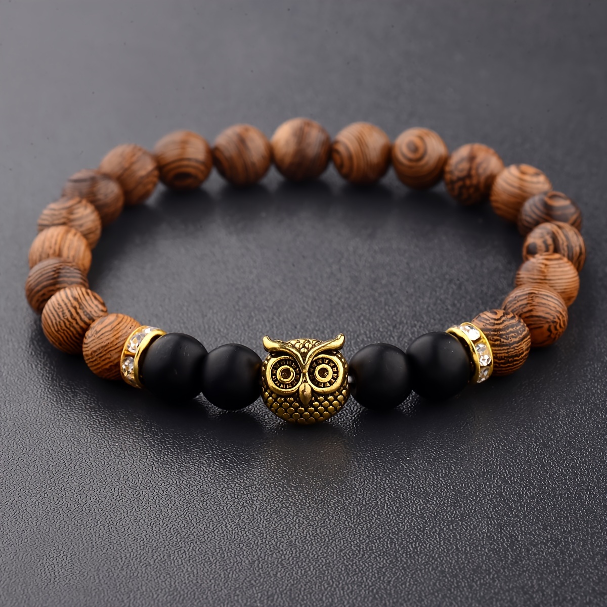 

Vintage Beaded Bracelet, Adjustable Wooden And Stone Beads, Ideal For Gifts And Parties - 7.5 Inch, Cat, Fashion, , , Best For Christmas