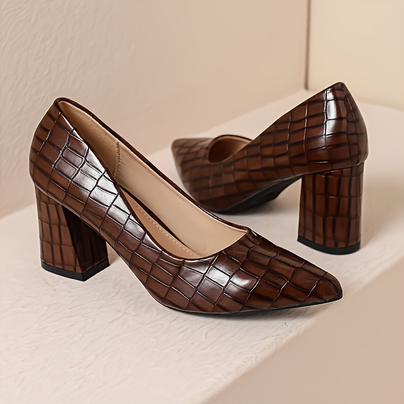 Dark brown hotsell block heel pumps