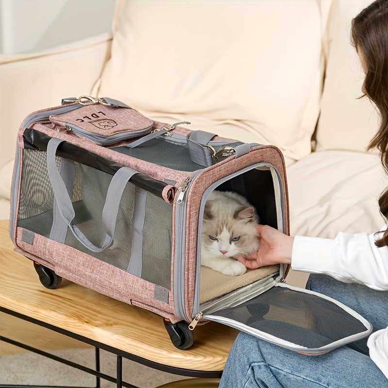 cat carrier airline approved detachable pet carrier with wheels dog carrier pet carrier details 4