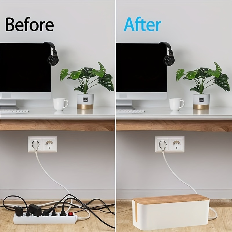 Cable Management Box,Cord Box to Hide Power Strips, Under Desk