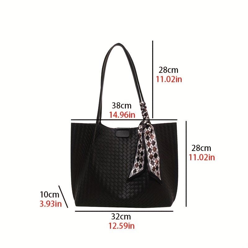 Trendy Minimalist Tote Bag, Large Capacity Shoulder Bag With Clutch Purse &  Scarf Decor - Temu Italy