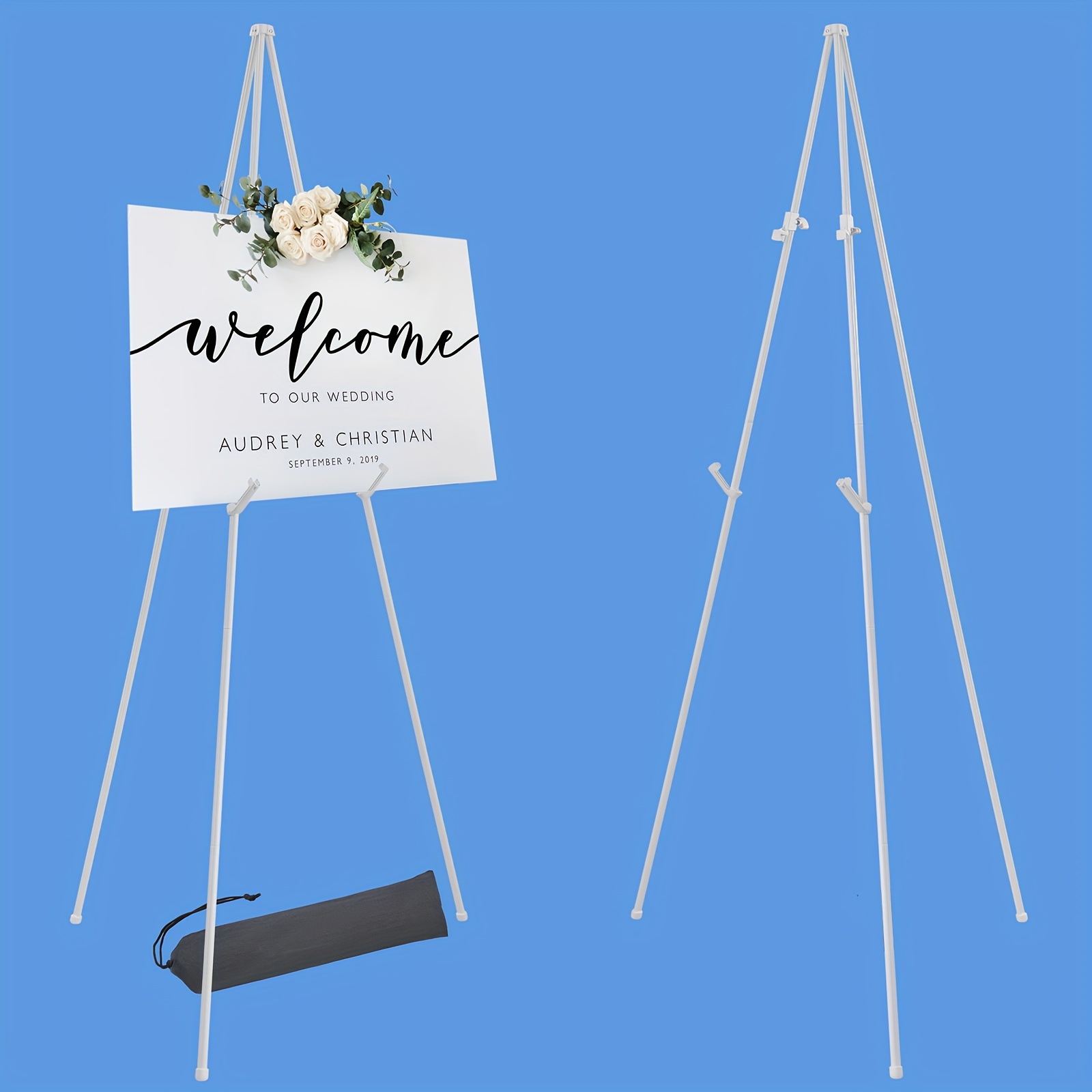 6 Pack Easel Stand for Display Wedding Sign, Poster, 63 Tall Metal Gold