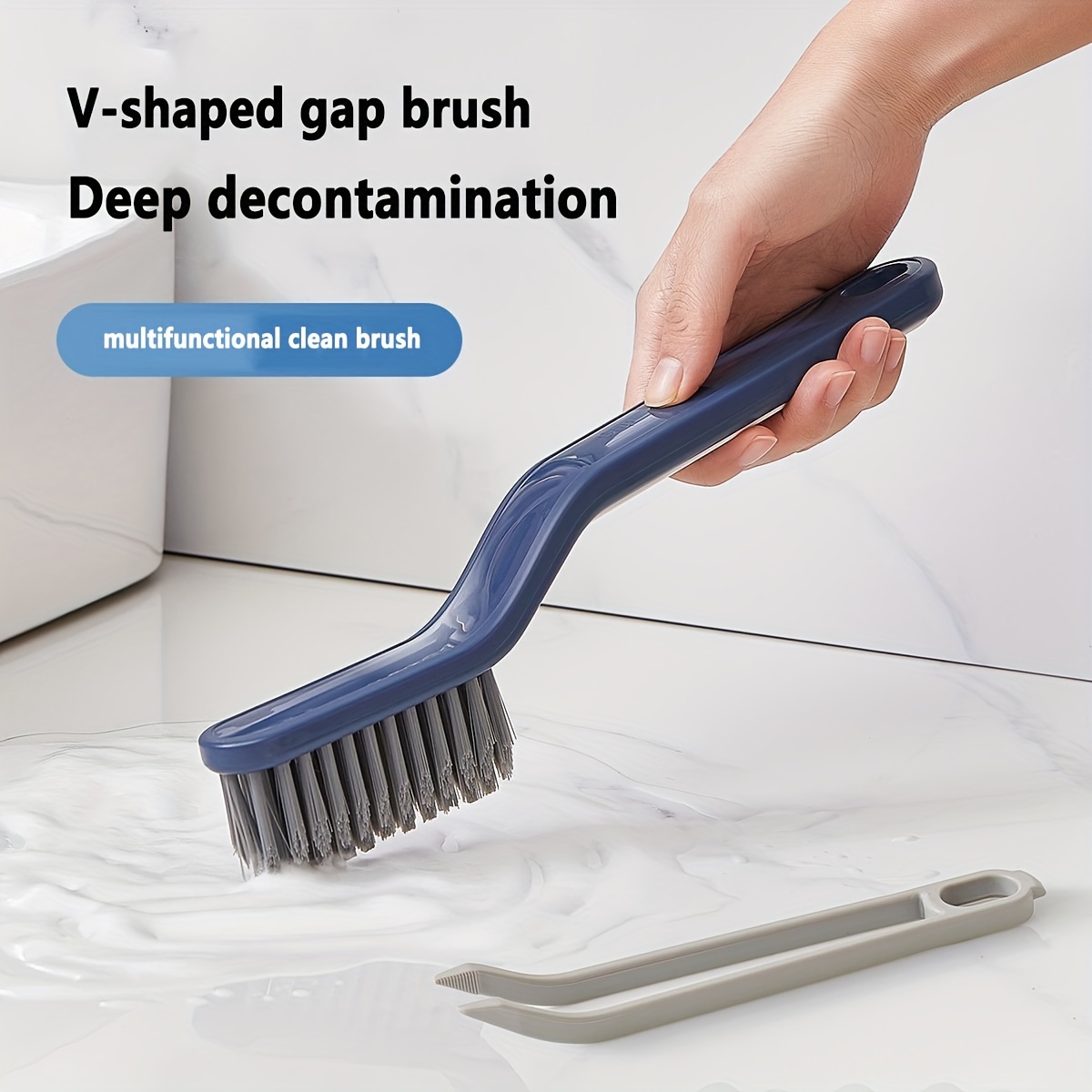 Groove Cleaning Brush With Wooden Handle Hard Bristle Brush - Temu