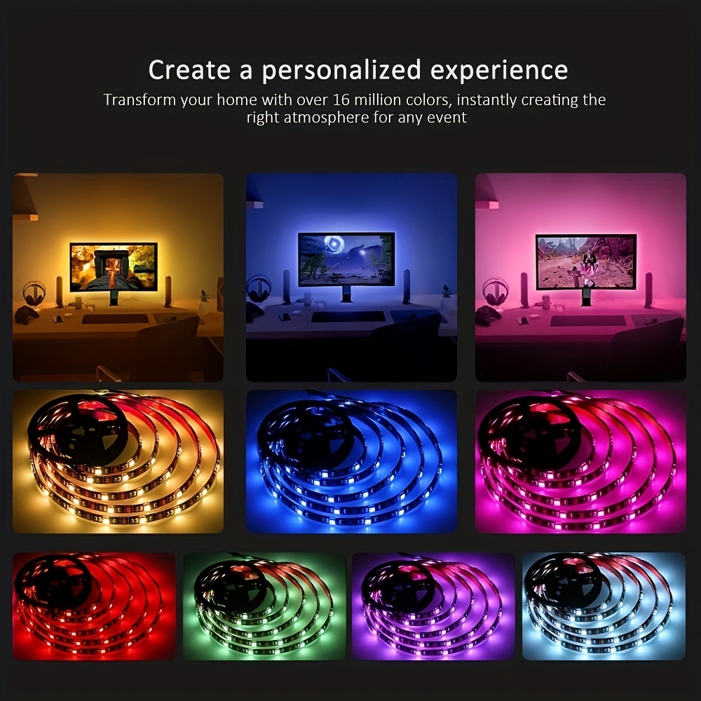 Tira De Luces LED RGB 5050 De 39,37 A 787,4 Pulgadas, 24 Teclas, Control  Remoto, 5 V, Cinta LED USB, Cinta De Diodo De Banda Flexible Para Decoración