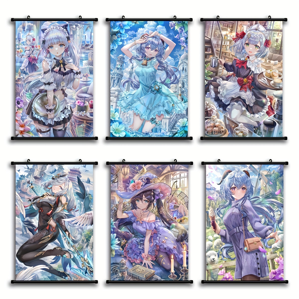 Cute Anime Girl Wall Scroll Poster Pretty Game Character Painting Wall Art  Decor