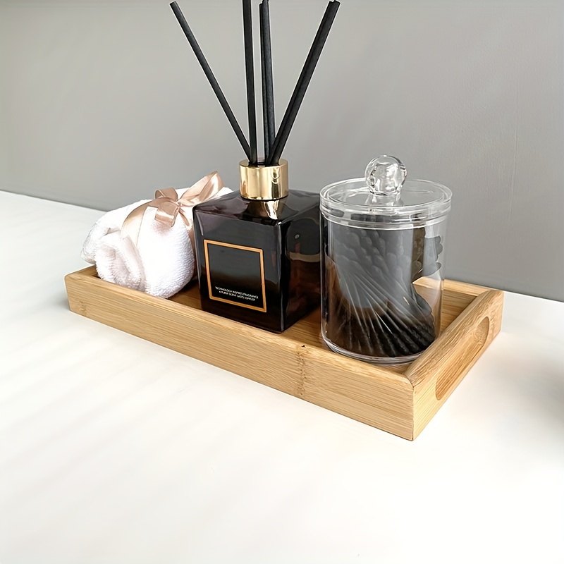 Bandeja blanca de baño para encimera de tocador, bandeja de madera  decorativa de bambú para decoración de encimera de baño de invitados