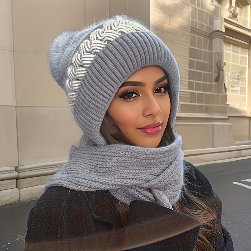 Chapeau Coupe-Vent Thermique pour Femmes Bonnets en Tricot Côtelés
