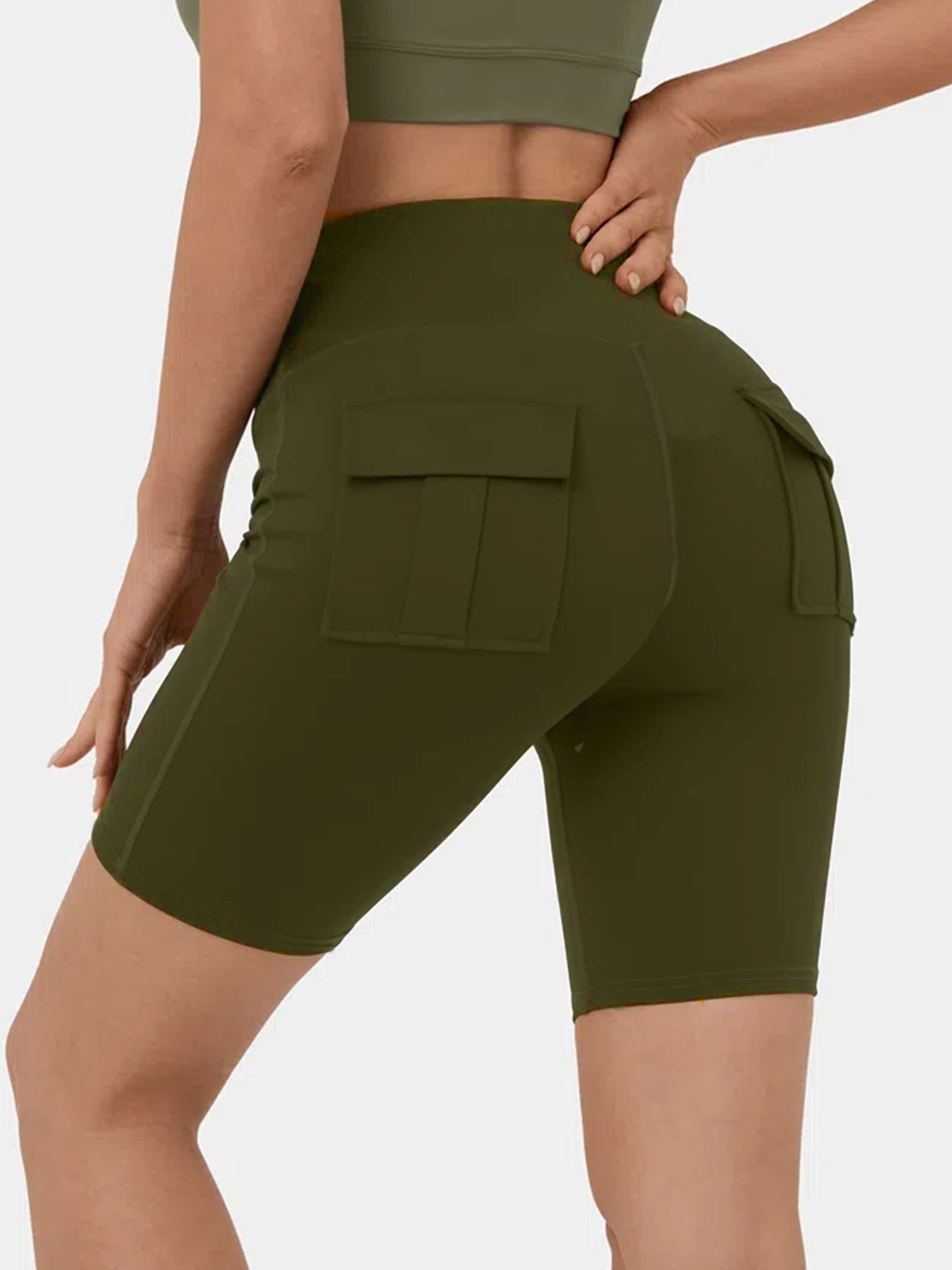 Pantalones cortos tipo cargo de cintura alta para mujer, elásticos,  ajustados, para senderismo, entrenamiento, a la moda, sexy, bermudas de  verano