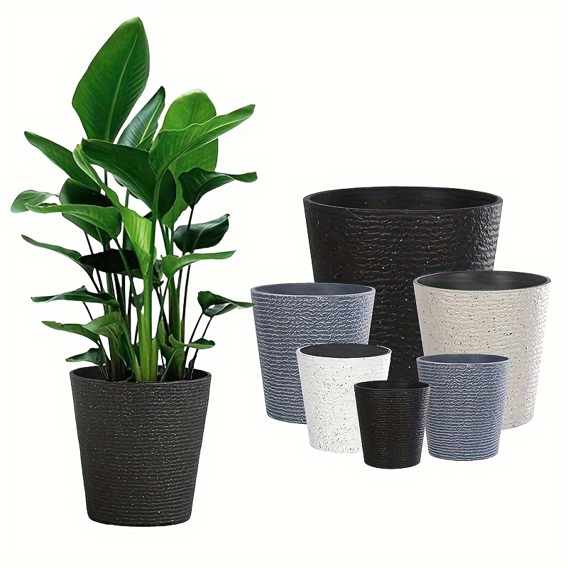1 Conjunto, Vasos De Plástico Resistente Para Casa E Jardim, Grandes Vasos Redondos Para Plantas Para Jardim Exterior E Interior, Pátio E Porta Da Frente